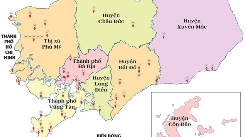 Bản đồ tỉnh Bà Rịa - Vũng Tàu cũ