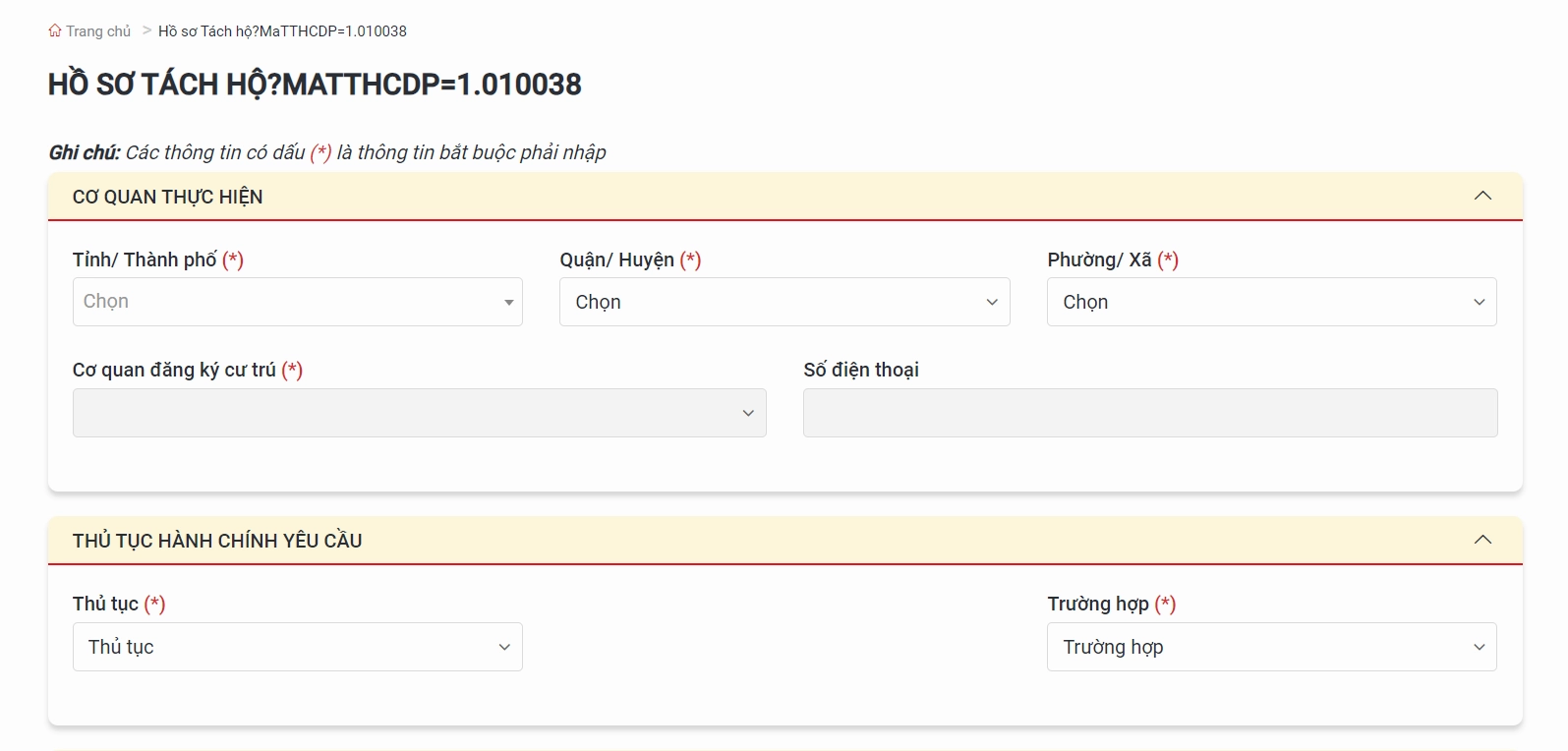 Hướng dẫn thủ tục tách khẩu online