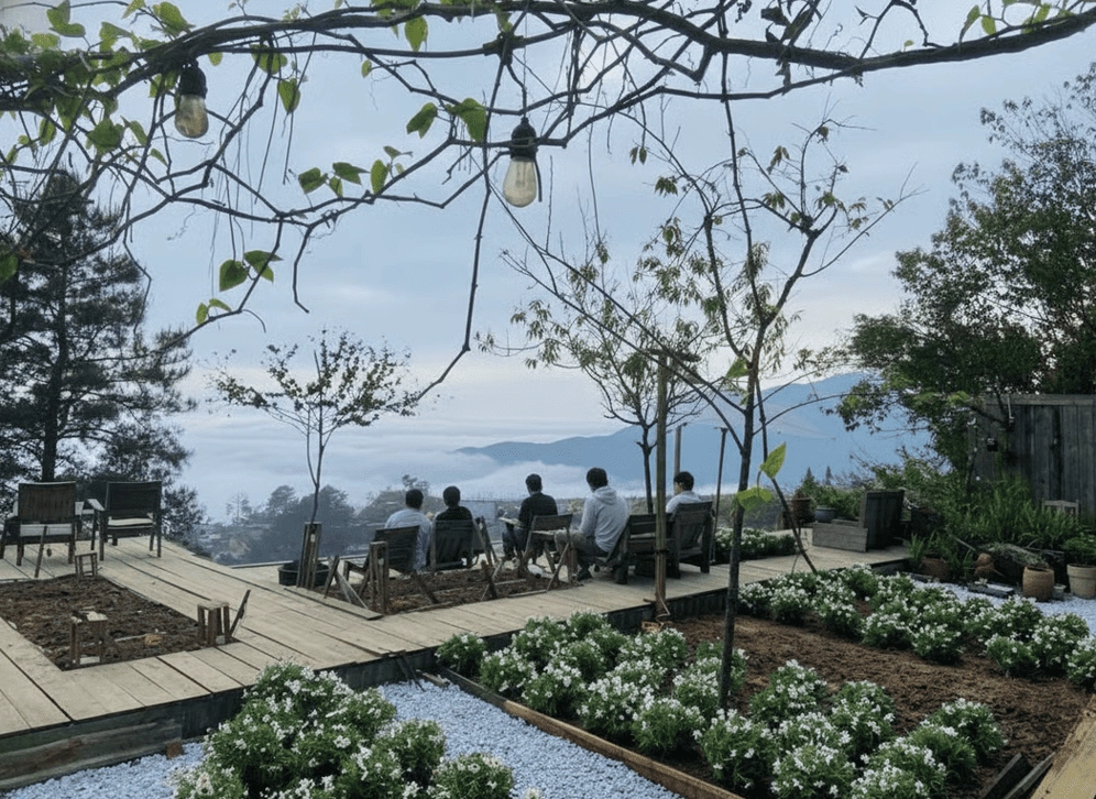 Tiệm cà phê Lưng Chừng trên sườn đồi, mang đến trải nghiệm thư thái giữa lưng chừng núi.