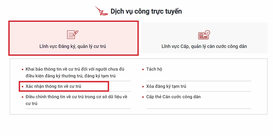 xác nhận thông tin
