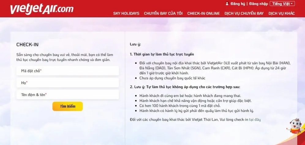 Check in online VietJet