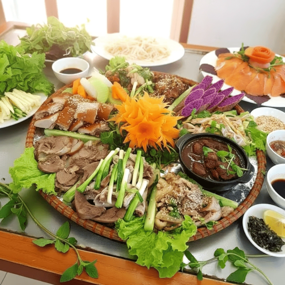 Mẹt thịt lợn cắp nách