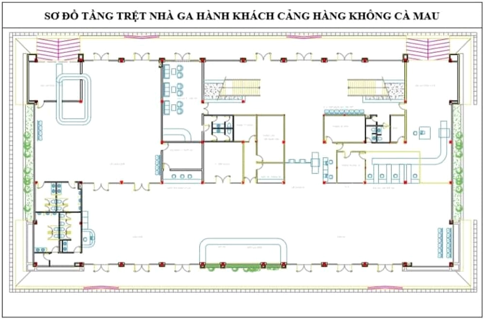 Sơ đồ tầng trệt nhà ga hành khách sân bay Cà Mau
