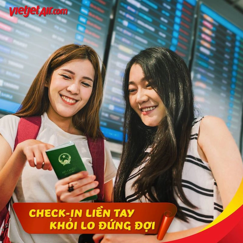 Thủ tục check-in online Vietjet tiện lợi trên điện thoại