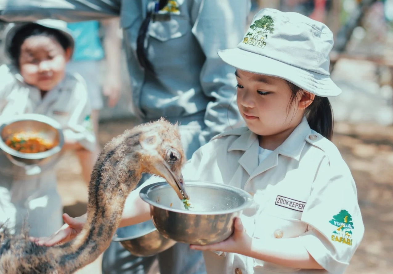 Trẻ em trải nghiệm chương trình Junior Zoo Keeper tại Vinpearl Safari