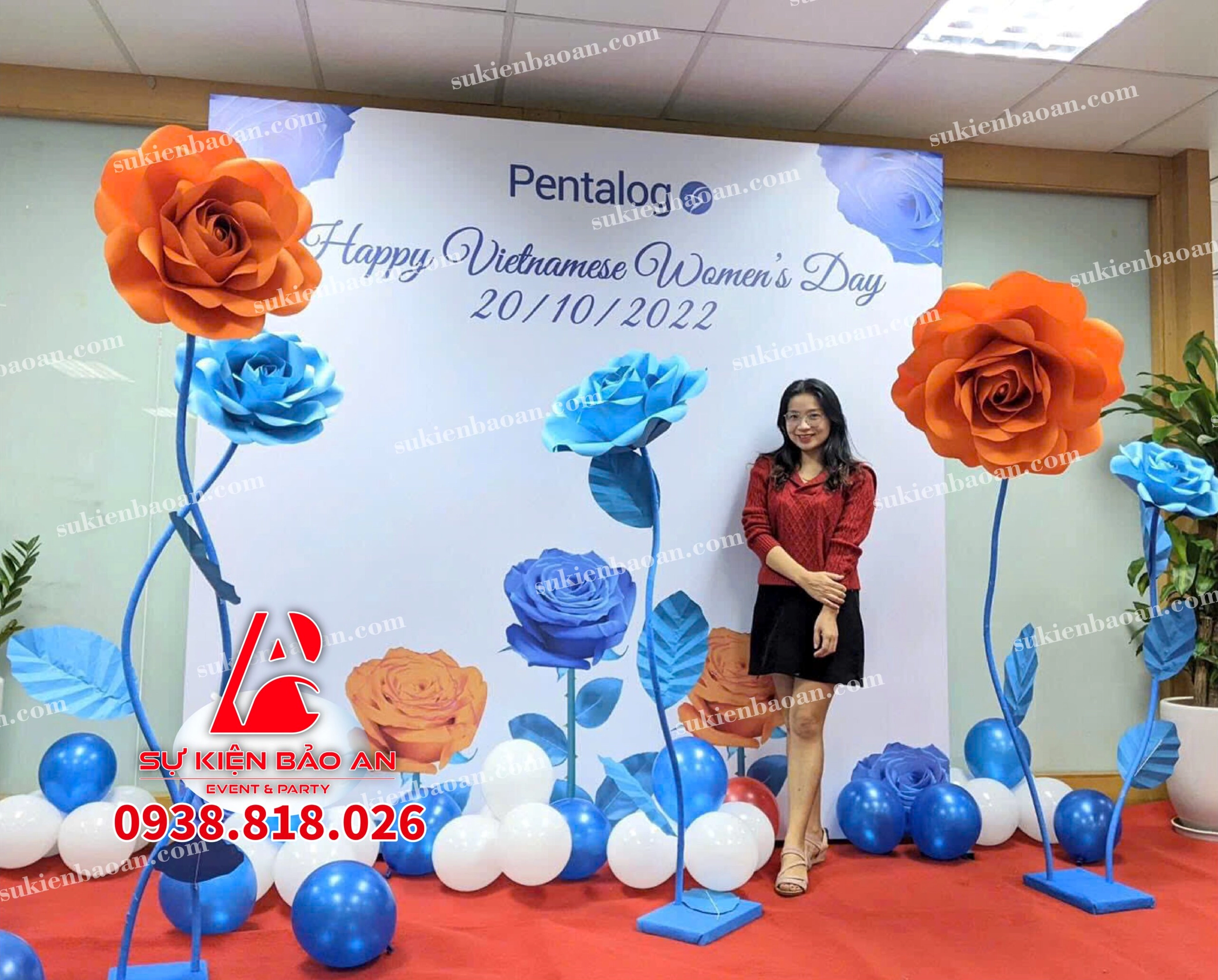 Backdrop hoa lụa sự kiện