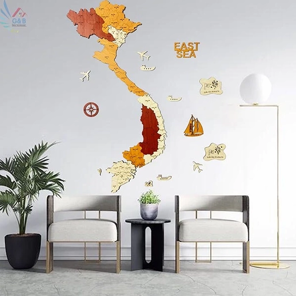 Bản đồ Việt Nam bằng gỗ trang trí nhà