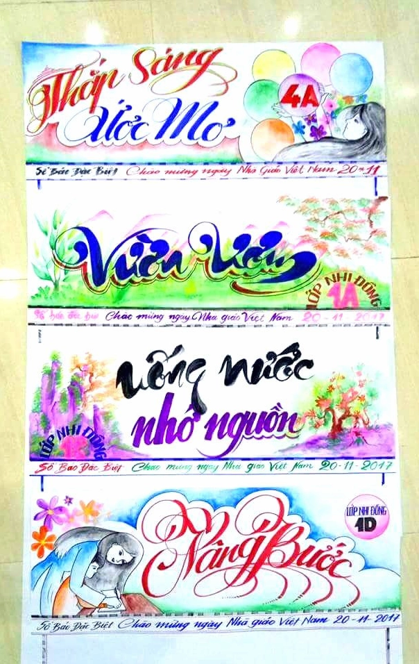 Bảng màu trang trí đầu báo tường đơn giản và hài hòa