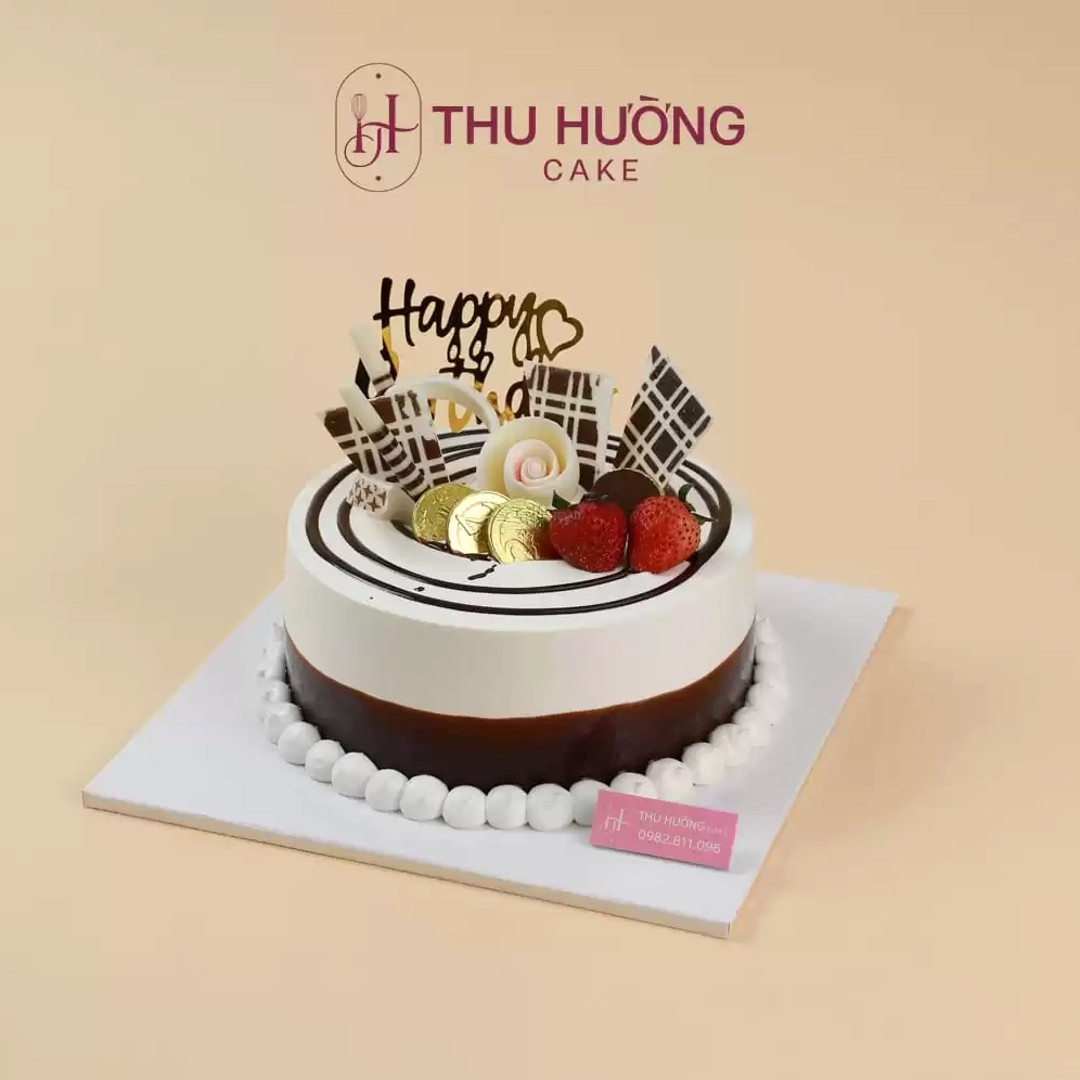 Bánh sinh nhật trang trí hoa socola