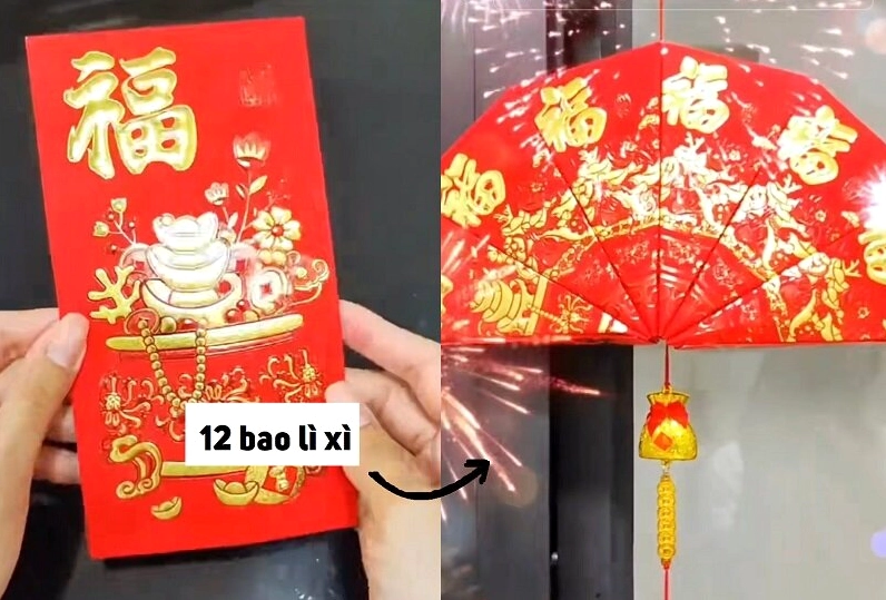 Bao lì xì handmade với các chi tiết cắt dán