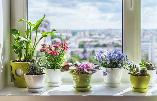 Cây xanh trang trí cửa sổ