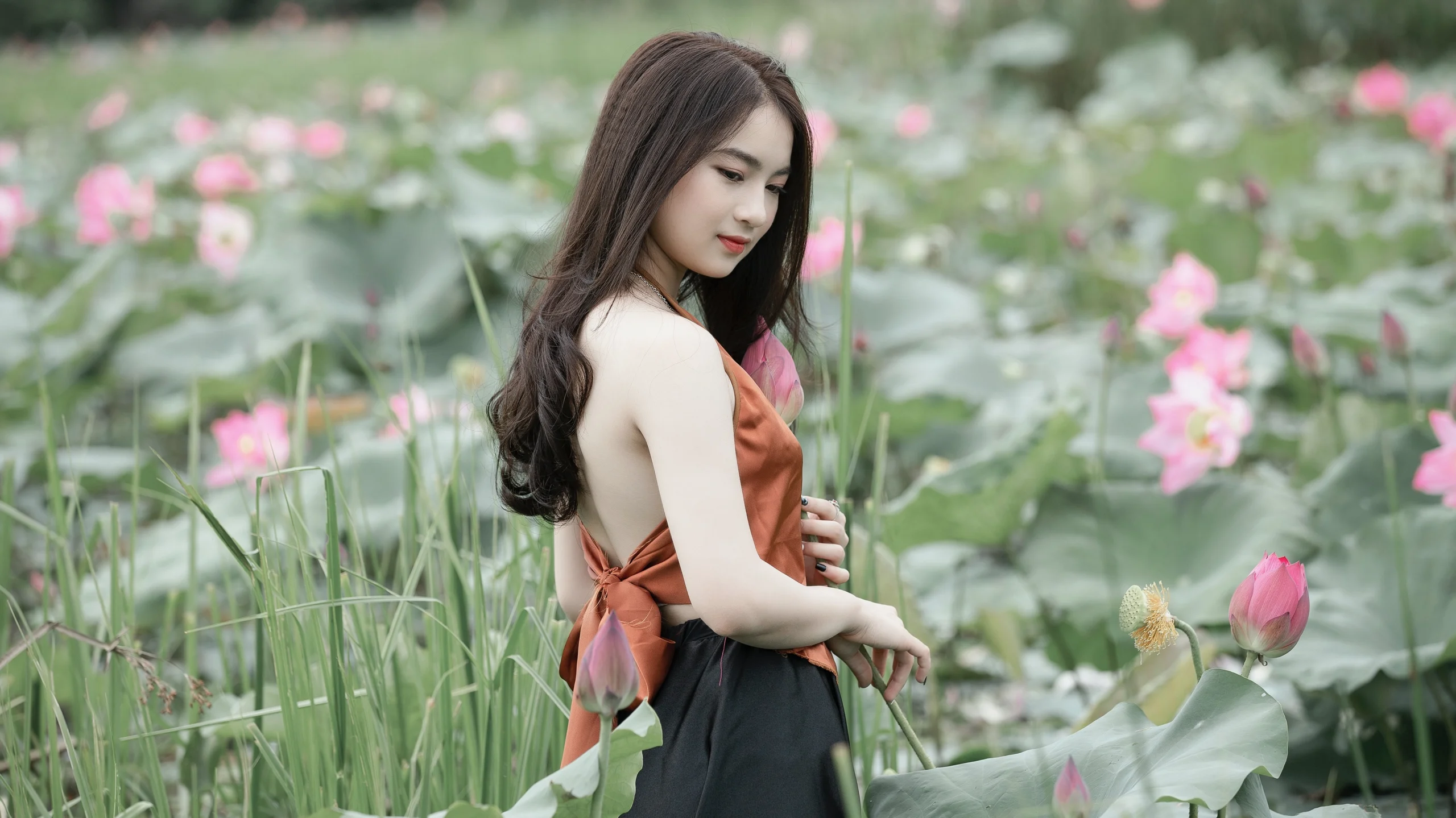 Cô gái trong đồng hoa