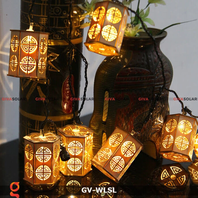 Dây đèn LED đèn lồng gỗ
