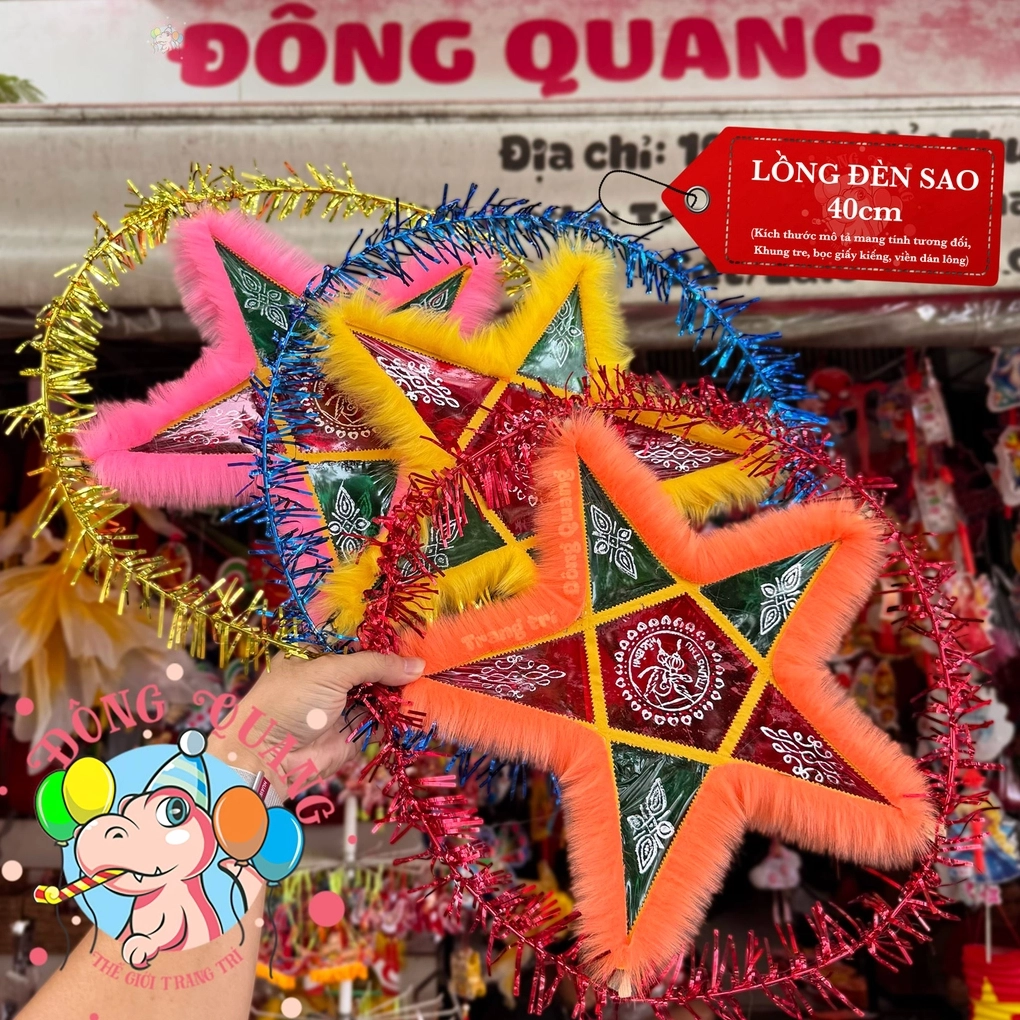 Đèn ông sao in hình rồng phượng