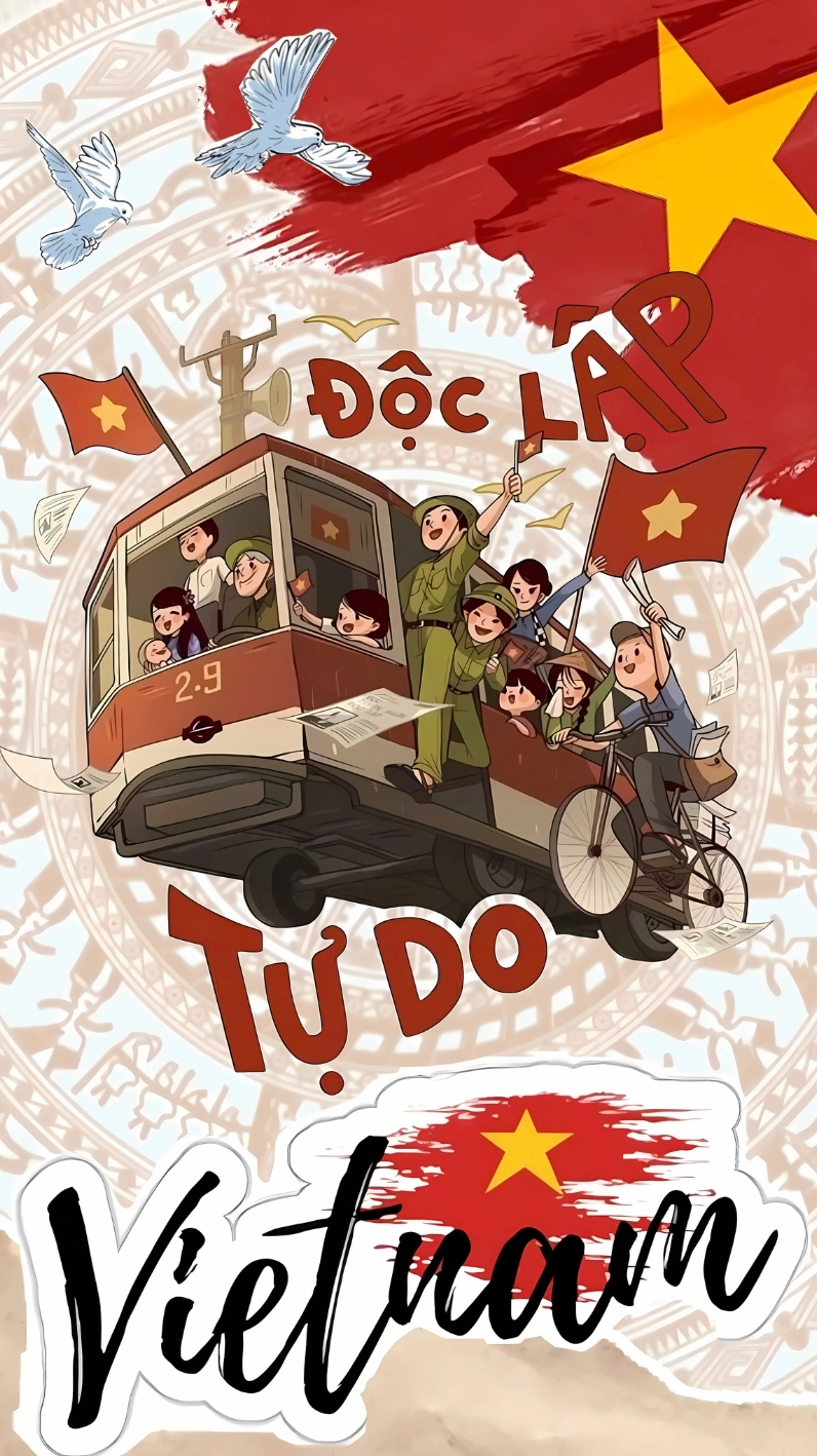 Hình nền cờ Việt Nam và Bác Hồ