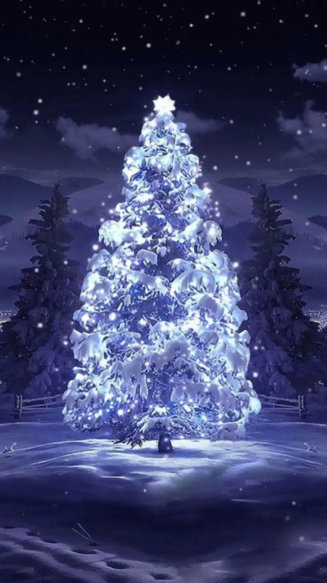 Hình nền Giáng Sinh với cây thông Noel
