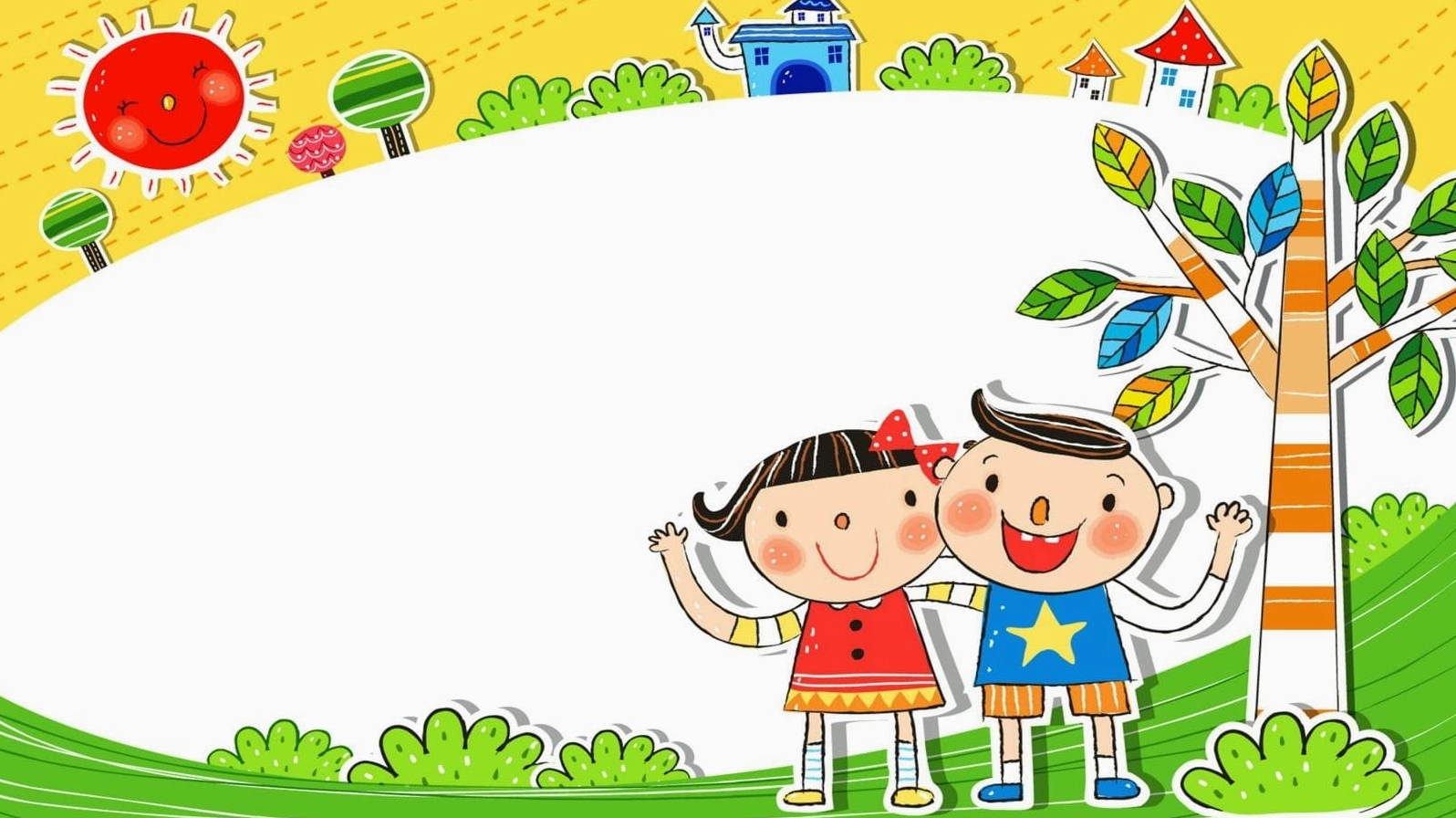 Hình nền mầm non với các khối hình học