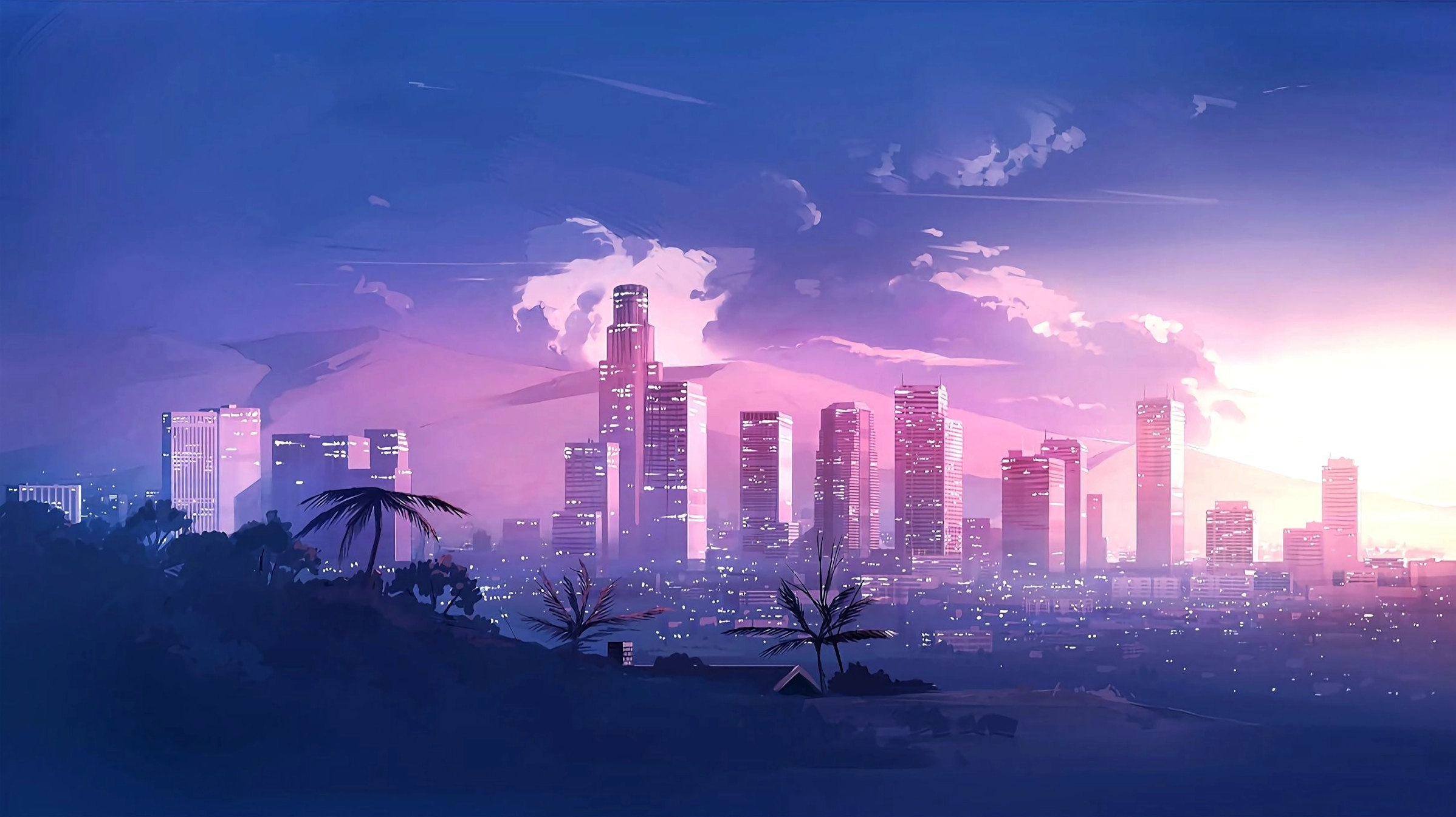 Hình nền phong cảnh anime núi non