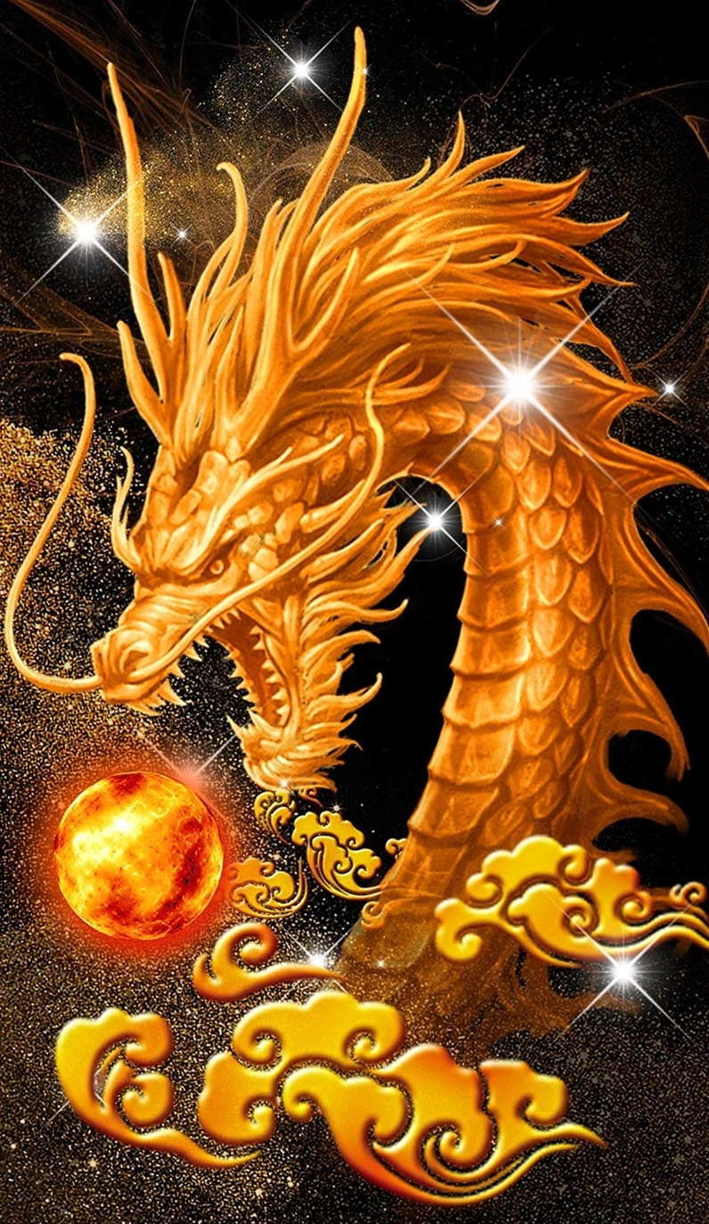 Hình nền rồng vàng 3D