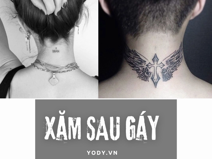 Hình xăm bộ lạc sau gáy nam
