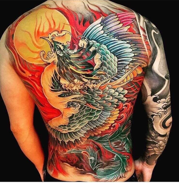 Hình xăm full lưng phong thủy cho nam