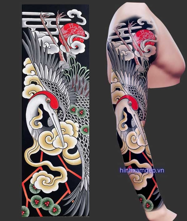 Hình xăm full tay phong cách Nhật Bản