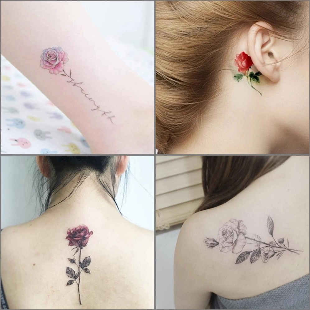 Hình xăm hoa ở eo nữ
