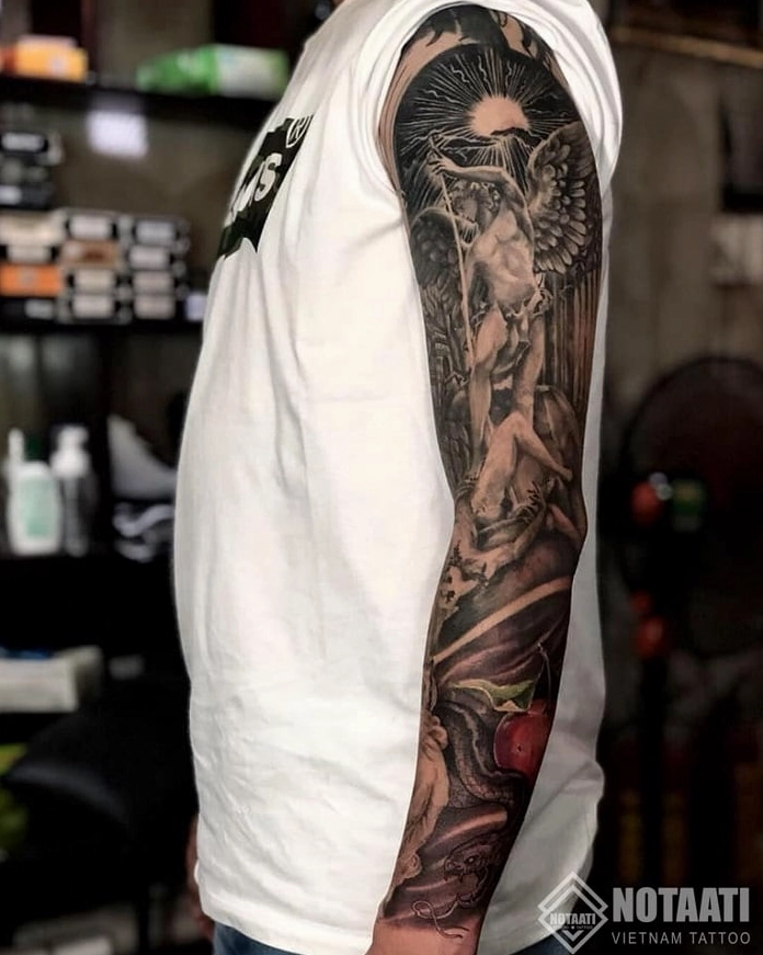 Hình xăm kín tay nam ấn tượng