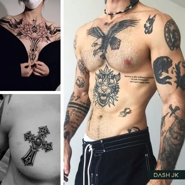 Hình xăm ngực nam ấn tượng