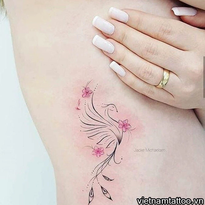 Hình xăm phượng hoàng lửa nghệ thuật