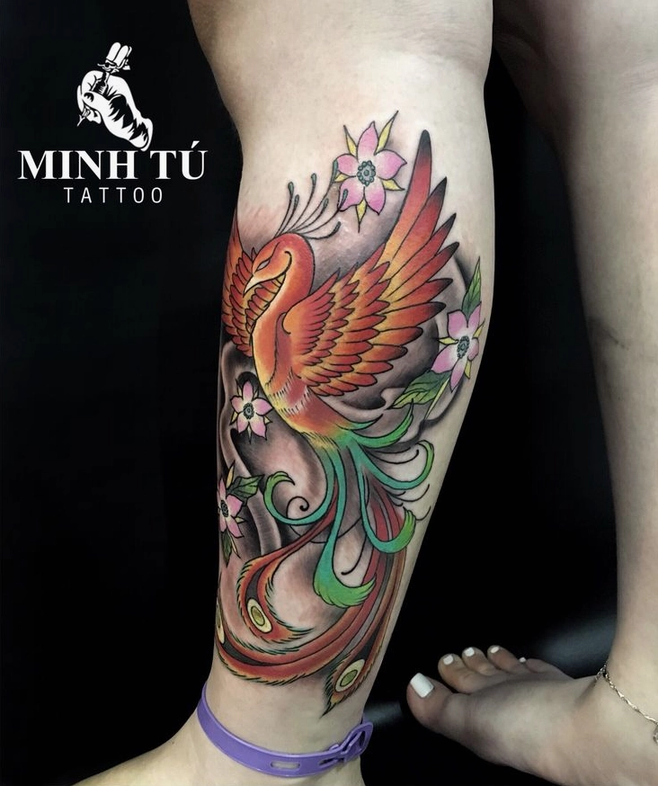 Hình xăm phượng hoàng lửa tinh tế