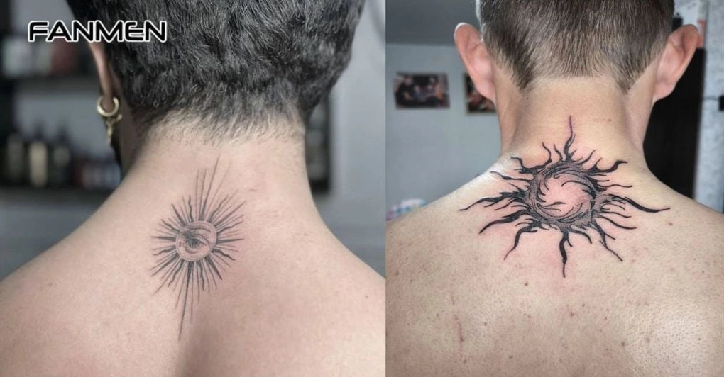 Hình xăm tối giản sau gáy nam