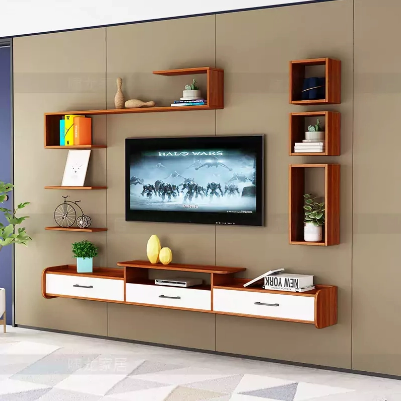 Kệ tivi treo tường kết hợp trang trí