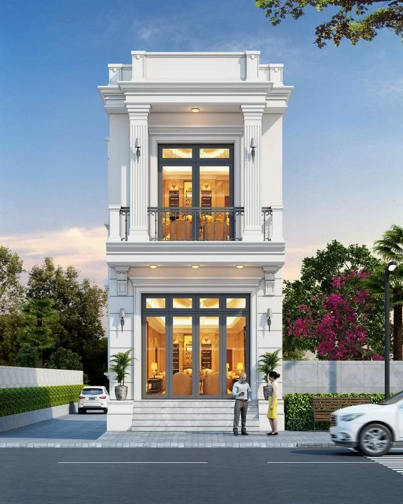 Lựa chọn màu sắc cho mặt tiền nhà ống 2 tầng