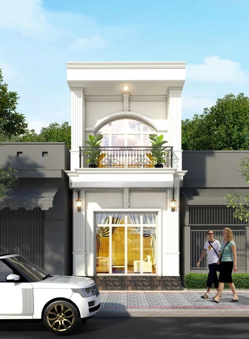 Mặt tiền nhà ống 2 tầng có gara