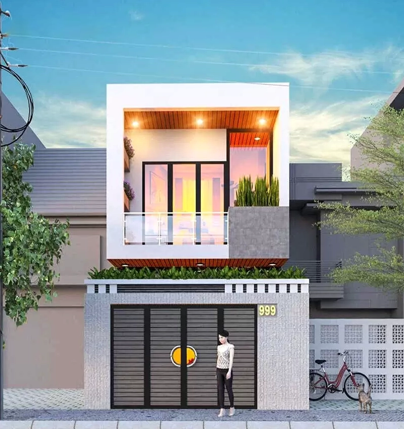 Mặt tiền nhà ống 2 tầng sang trọng