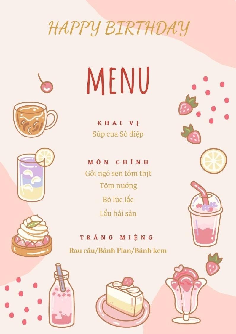 Mẫu thực đơn để bàn