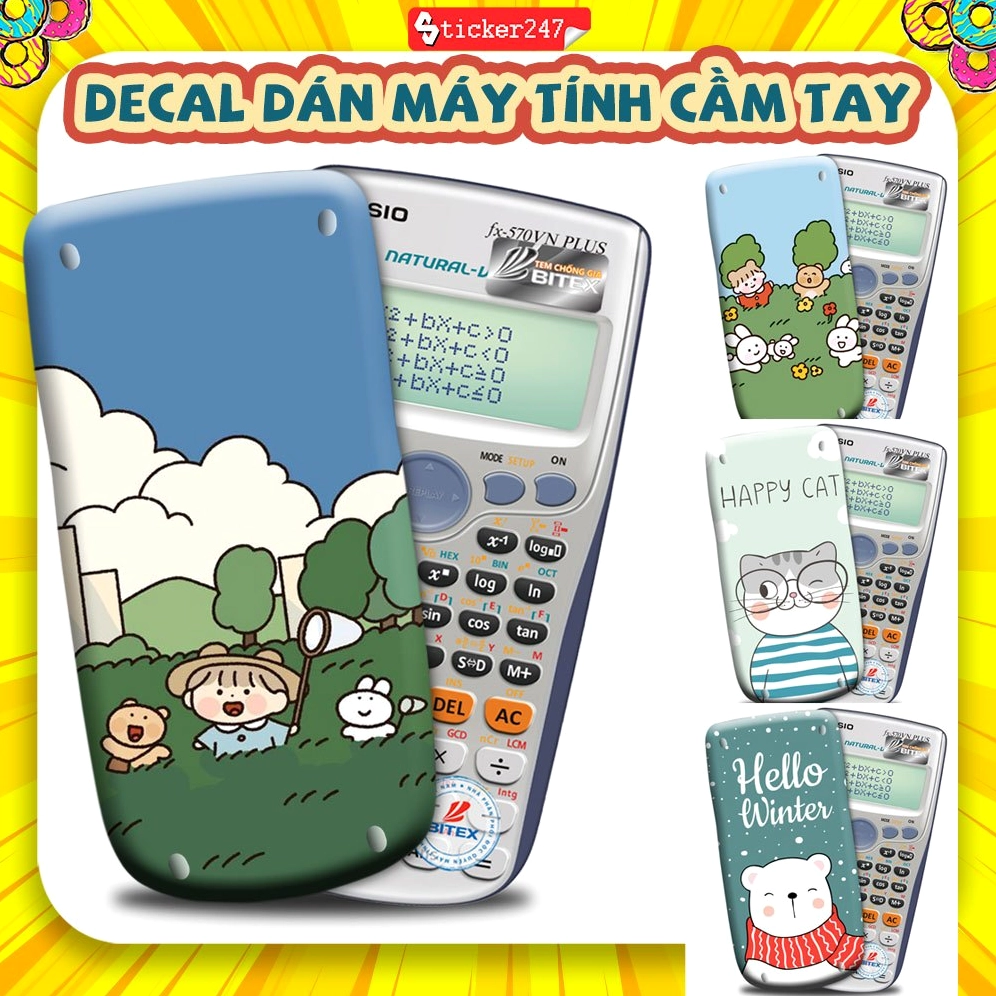 Máy tính Casio được dán decal hình ảnh ngộ nghĩnh
