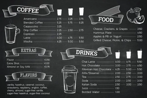 Menu dễ hiểu và thu hút