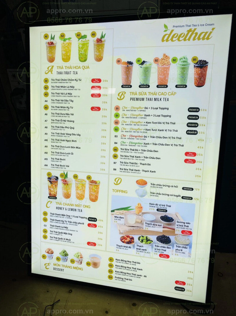 Menu LED trang trí quảng cáo