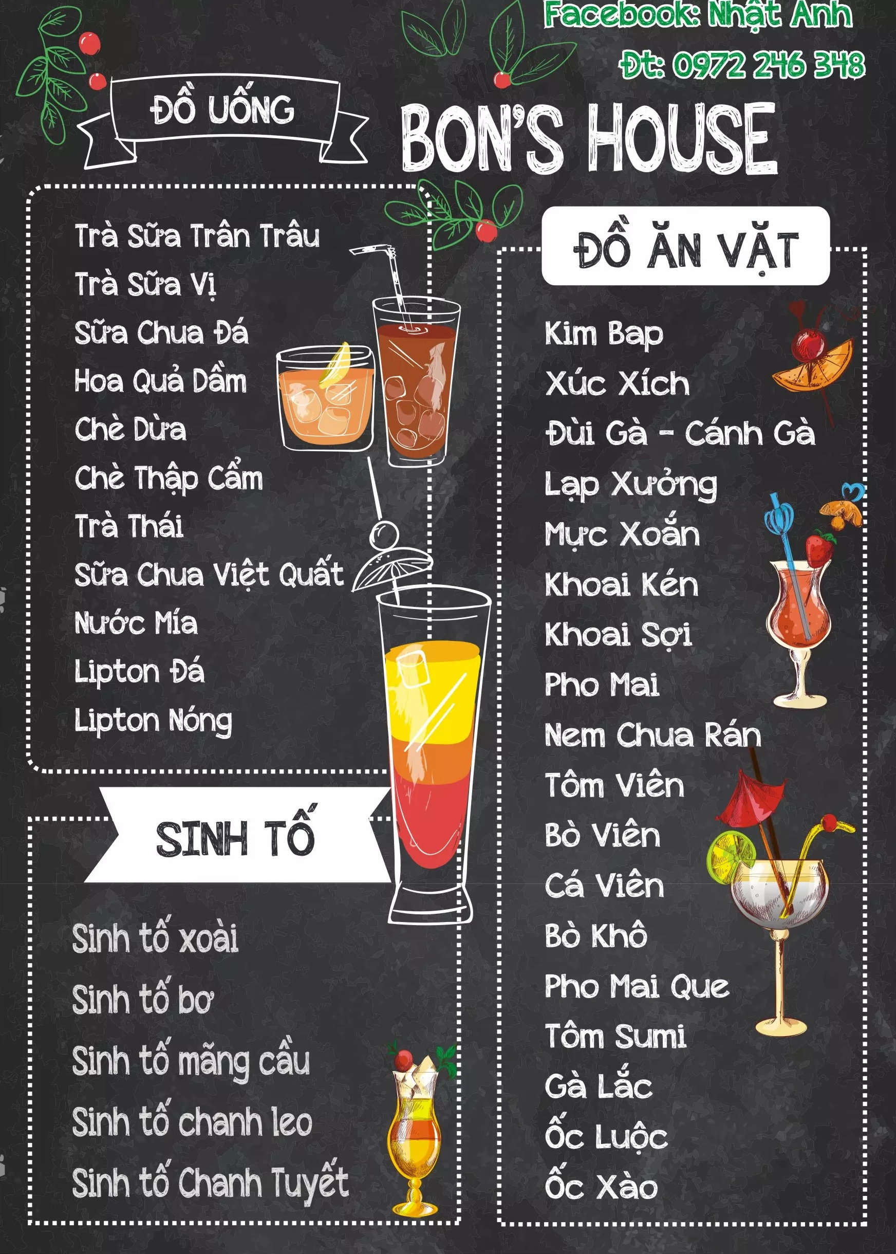 Menu món ăn vặt cổ điển