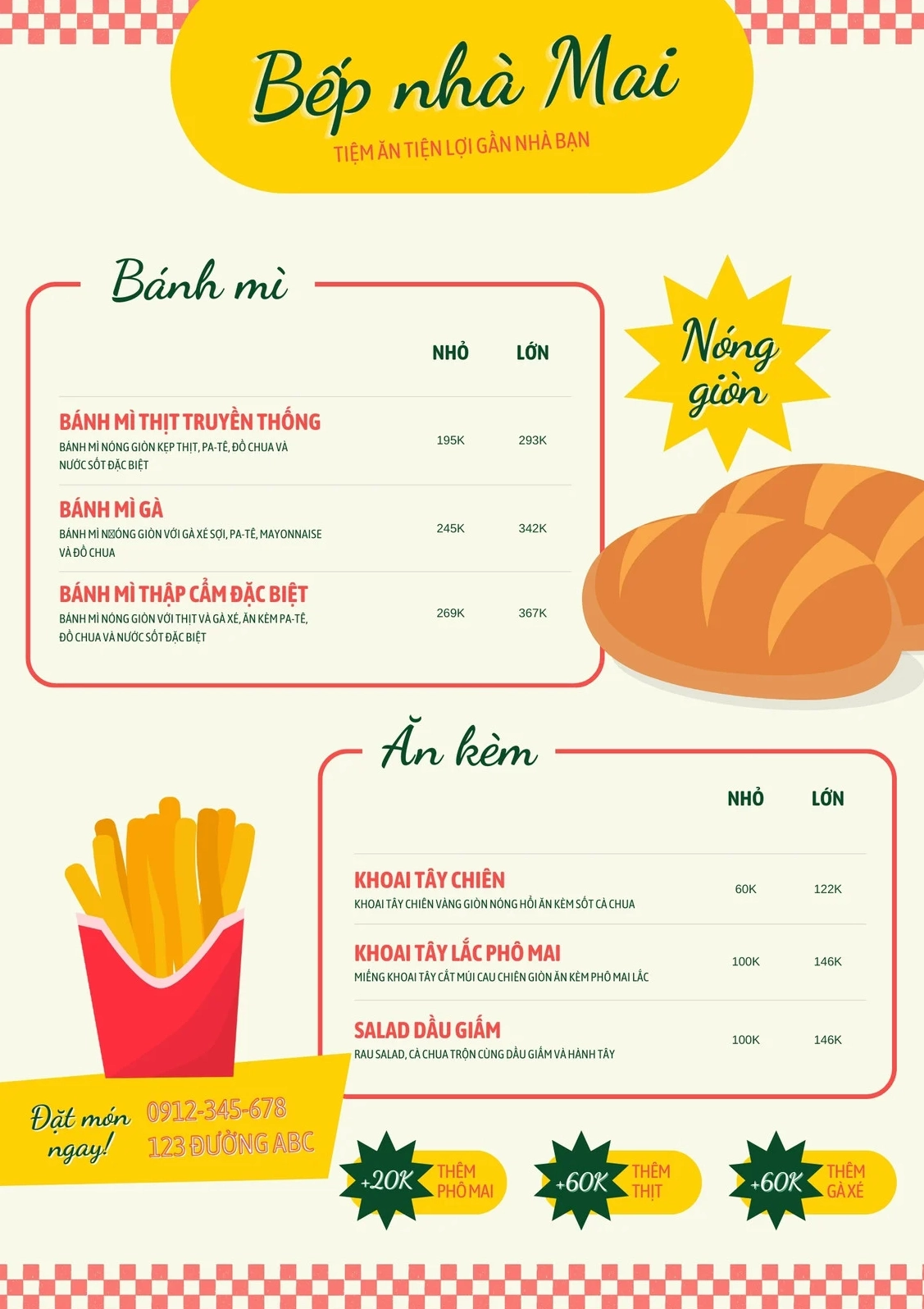 Menu phong cách tối giản