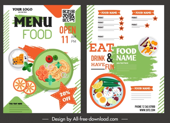 Menu trang trí màu sắc