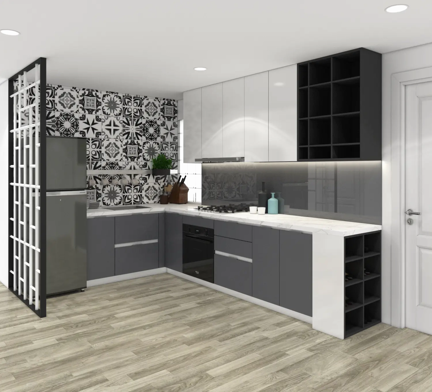 Ốp tường bếp bằng gạch mosaic nghệ thuật