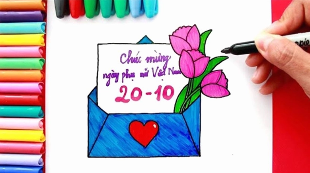 Phong bì thư trang trí bằng sticker và washi tape
