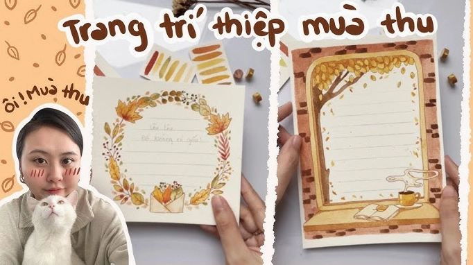 Phong bì thư trang trí với hình vẽ và chữ viết tay