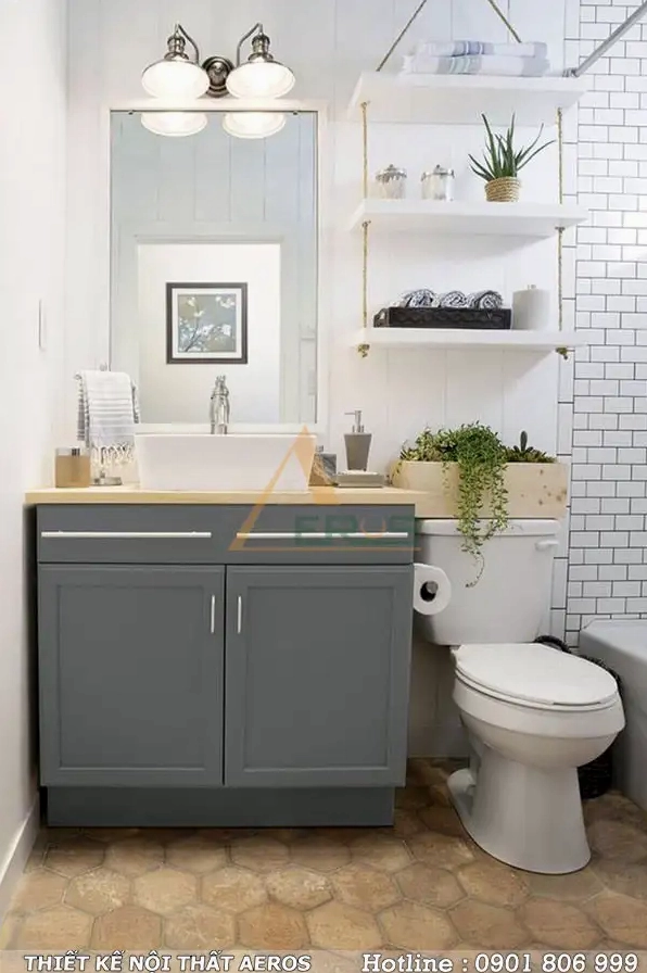 Phòng tắm nhỏ gọn với đầy đủ tiện nghi