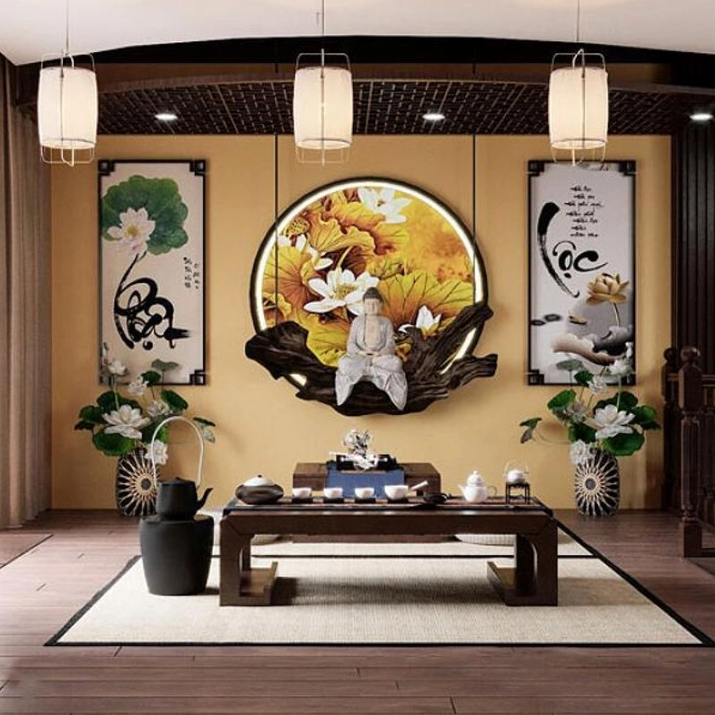 Phòng trà với bộ sofa êm ái