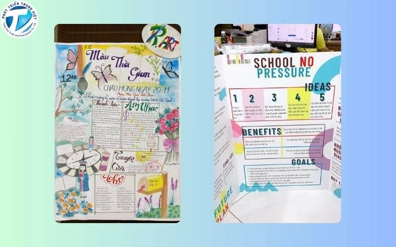Poster trang trí với viền hoa văn