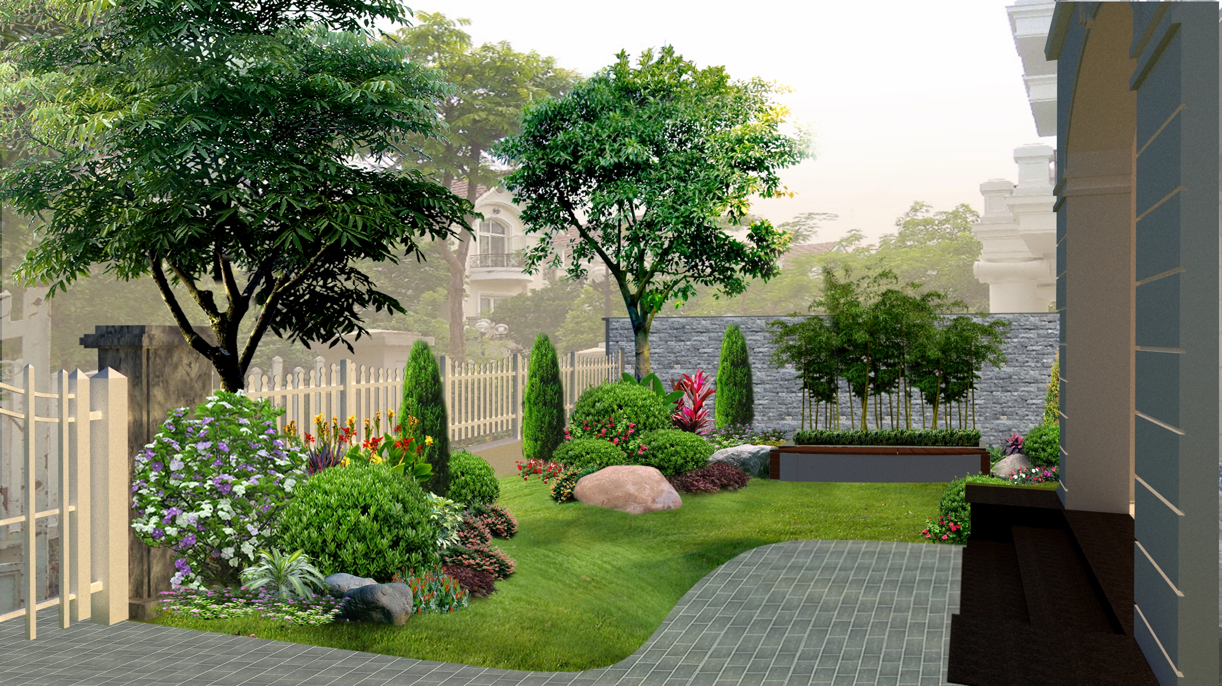 Sân vườn biệt thự sang trọng